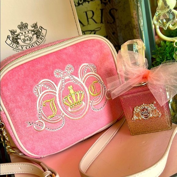 Juicy Couture Handbags - New! Juicy Couture Juicy Lovers Club crossbody bag in Pink w/sparkling crystals